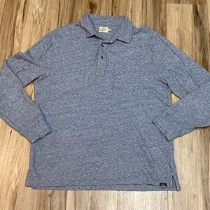 FAHERTY LONG SLEEVE POLO 100% ORGANIC COTTON HEATHER GRAY MENS SZ L